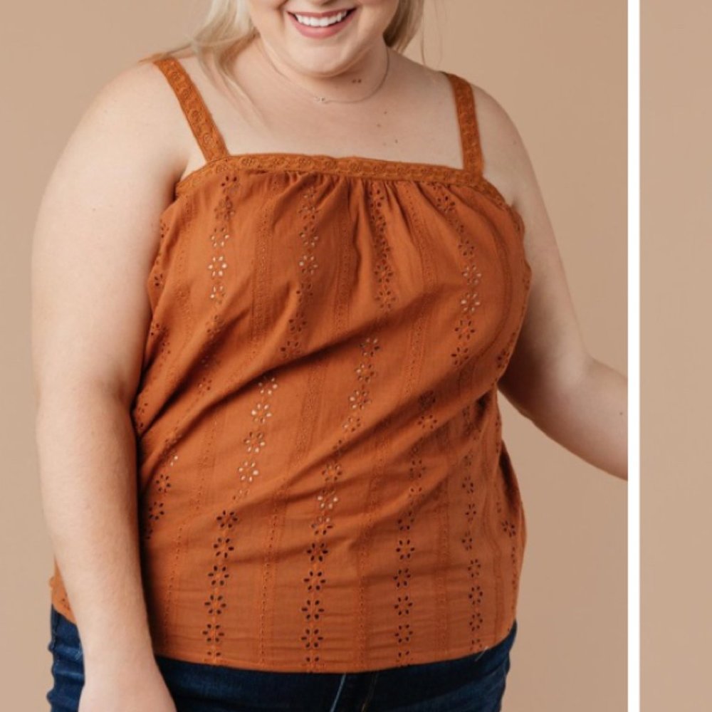 Eyelet You Know Camisole In Cinnamon (Large)